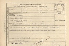 [Telegrama] 1945 dic. 1, Petrópolis, [Brasil] [a] Fedor Ganz, Río de Janeiro