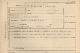 [Telegrama] 1945 nov. 28, [Brasil] [a] Graciela Menéndez e hijos, Santiago, Chile