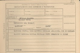 [Telegrama] 1945 nov. 22, [Brasil] [a] Galileo Urzúa, Santiago, Chile