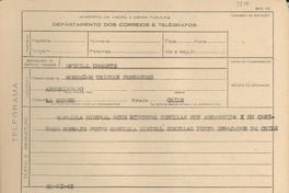 [Telegrama] 1945 nov. 22, [Brasil] [a] Monseñor Tristán Fernández, La Serena, Chile