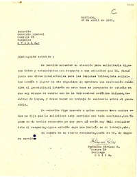 [Carta] 1951 abr. 30, Santiago [a] Gabriela Mistral, Rapallo, Italia