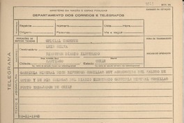 [Telegrama] 1945 nov. 20, [Brasil] [a] Luis Silva, Santiago, Chile