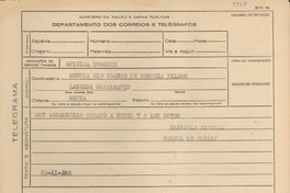 [Telegrama] 1945 nov. 20, [Brasil] [a] Ameida Rio Branco de Gouveia Filhos, Río de Janeiro