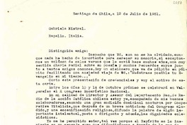[Carta] 1951 jul. 12, Santiago, Chile [a] Gabriela Mistral, Rapallo, Italia
