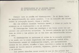El kindergarten en la Escuela Modelo de la Universidad de Puerto Rico
