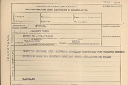 [Telegrama] 1945 dic. 4, [Brasil] [a] Alberto Toro, Valparaíso, Chile