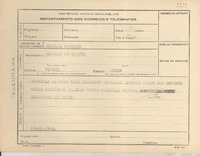 [Telegrama] 1945 nov. 19, [Brasil] [al] Alcalde de Vicuña, Chile