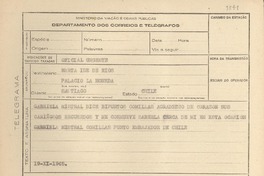 [Telegrama] 1945 nov. 19, [Brasil] [a] Marta Ide de Ríos, Santiago, Chile