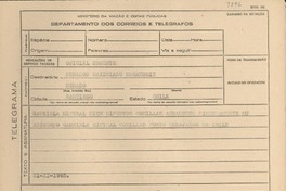 [Telegrama] 1945 nov. 21, [Brasil] [al] Senador Maximiano Errazuriz, Santiago, Chile