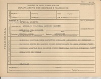 [Telegrama] 1945 nov. 21, [Brasil] [al] Agregado Cultural Augusto Sacoto, Buenos Aires, Argentina