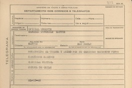 [Telegrama] 1945 nov. 21, [Brasil] [a] Sánchez en ConChile, Santos, Sao Paulo