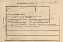 [Telegrama] 1945 nov. 21, [Brasil] [a] Lorenzo Madrid, Sao Paulo