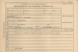 [Telegrama] 1945 nov. 21, [Brasil] [a] Embajada de Chile, Bogotá, Colombia