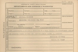 [Telegrama] 1945 nov. 20, [Brasil] [al] Embajador del Perú, Río de Janeiro