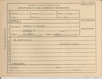 [Telegrama] 1945 nov. 19, [Brasil] [a] Emelina de Barraza, La Serena, Chile