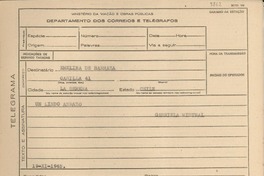 [Telegrama] 1945 nov. 19, [Brasil] [a] Emelina de Barraza, La Serena, Chile