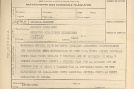 [Telegrama] 1945 nov. 19, [Brasil] [a] Joaquín Fernández, Santiago, Chile