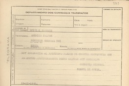 [Telegrama] 1945 nov. 19, [Brasil] [a] Americo Falcoh, [Rio de Janeiro, Brasil]