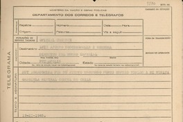 [Telegrama] 1945 nov. 19, [Brasil] [a] Luiz Afonso Descragnolle y Señora, Petrópolis, [Brasil]