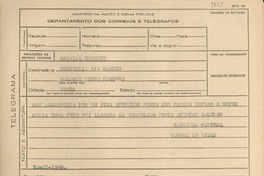 [Telegrama] 1945 nov. 20, [Brasil] [a] Hortensia Riobranco, Río de Janeiro