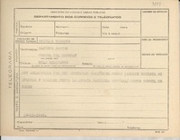 [Telegrama] 1945 nov. 19, [Brasil] [a] Alfredo Bastos, Belo Horizonte, [Brasil]