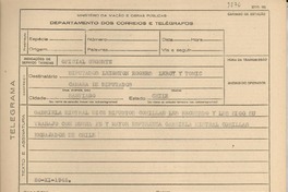 [Telegrama] 1945 nov. 20, [Brasil] [a] Diputados Leighton, Rogers, Leroy y Tomic, Santiago, Chile