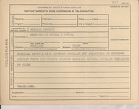 [Telegrama] 1945 nov. 20, [Brasil] [al] Ministro de Suecia y Sra, Santiago, Chile