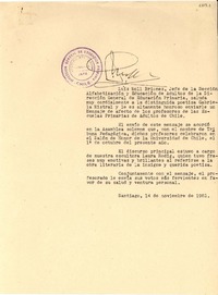 [Carta] 1951 nov. 14, Santiago, [Chile] [a] Gabriela Mistral