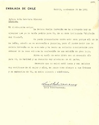 [Carta] 1951 nov. 24, Madrid, [España] [a] Gabriela Mistral, Nápoles, [Italia]