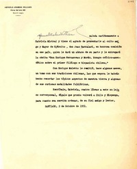 [Carta] 1951 oct. 2, Santiago [a] Gabriela Mistral