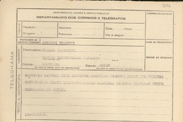 [Telegrama] 1945 nov. 19, [Brasil] [a] Carlos Casanueva, Santiago, Chile