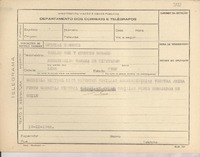 [Telegrama] 1945 nov. 19, [Brasil] [a] Carlos Cox y Augusto Durand, Lima, Perú