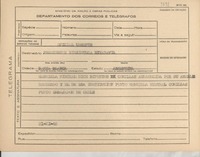 [Telegrama] 1945 nov. 21, [Brasil] [al] Presidente de la Biblioteca Rivadavia, Bahía Blanca, Argentina