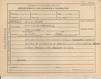 [Telegrama] 1945 nov. 21, [Brasil] [al] Jefe de Sección Confidencial Ministerio de Relaciones, Santiago, Chile