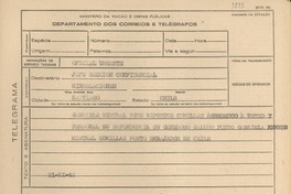 [Telegrama] 1945 nov. 21, [Brasil] [al] Jefe de Sección Confidencial Ministerio de Relaciones, Santiago, Chile
