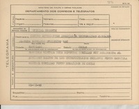 [Telegrama] 1945 nov. 21, [Brasil] [al] Centro de Estudiantes de Ingeniería de la Universidad Católica, Santiago, Chile