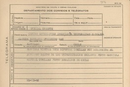 [Telegrama] 1945 nov. 21, [Brasil] [al] Centro de Estudiantes de Ingeniería de la Universidad Católica, Santiago, Chile