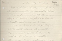 Mensaje a Chile 18 de septiembre de 1956