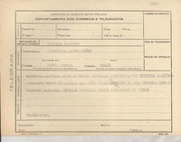 [Telegrama] 1945 nov. 21, [Brasil] [a la] Directora del Liceo de Niñas, Punta Arenas, Chile