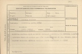 [Telegrama] 1945 nov. 21, [Brasil] [a la] Directora del Liceo de Niñas, Punta Arenas, Chile