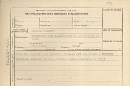 [Telegrama] 1945 nov. 21, [Brasil] [al] Movimiento Pro Emancipación de las Mujeres de Chile, Valparaíso, Chile