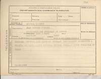 [Telegrama] 1945 nov. 21, [Brasil] [a] Juan Cáceres Pereira, Santiago, Chile