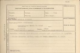 [Telegrama] 1945 nov. 21, [Brasil] [a] Pedro Areixabala, Santiago, Chile