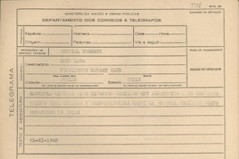 [Telegrama] 1945 nov. 21, [Brasil] [a] Luis Lara, Ovalle, Chile
