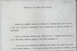 Mensaje a los niños del litoral