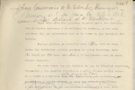 Mensaje para la celebración del Aniversario de la declaración de los Derechos Humanos