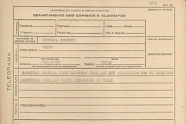 [Telegrama] 1945 nov. 21, [Brasil] [a] Conep, Santiago, Chile