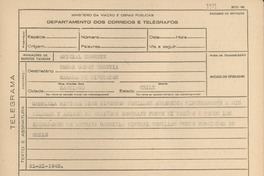 [Telegrama] 1945 nov. 21, [Brasil] [a] César Godoy Urrutia, Santiago, Chile