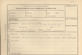 [Telegrama] 1945 nov. 21, [Brasil] [a] Eduardo Agrela, San Fernando, Chile