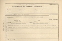 [Telegrama] 1945 nov. 21, [Brasil] [al] Directorio de la Sociedad de Escritores de Chile